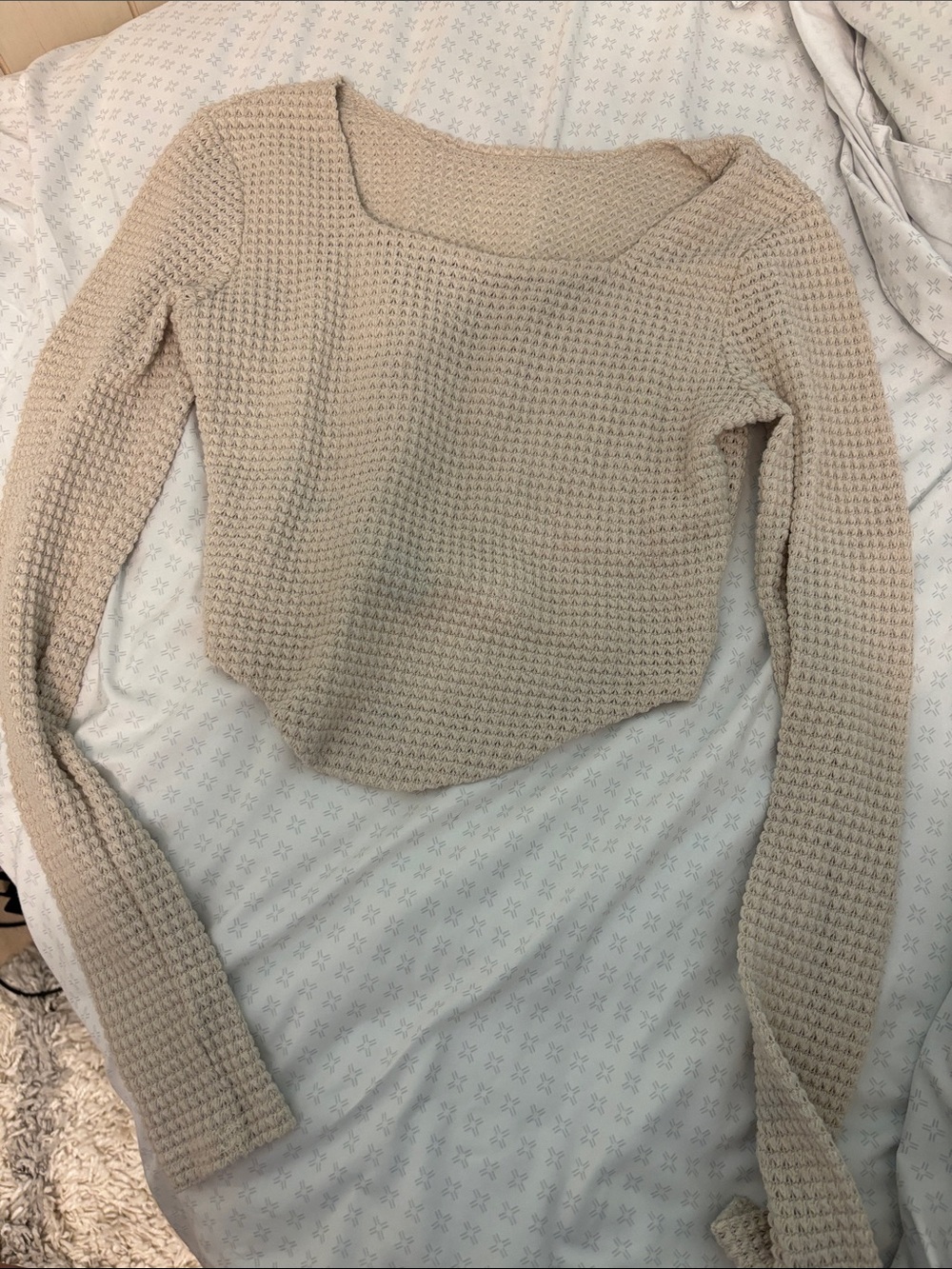 Textured Scoop-Neck Women’s Sweater in Cream